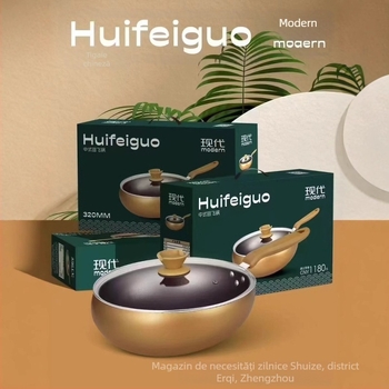 Wok din fontă, strat antiaderent aplicat prin plasmă, capac din sticlă, fund multistrat, greutate 2,15 kg