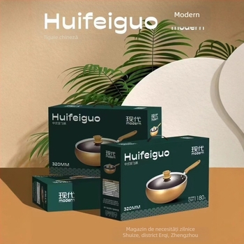 Wok din fontă, strat antiaderent aplicat prin plasmă, capac din sticlă, fund multistrat, greutate 2,15 kg