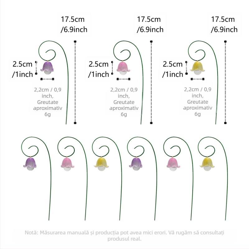Set de nouă bucăți flori artificiale din rășină Lily of the Valley pentru decorarea solului, ghivece de grădină și micro peisaj