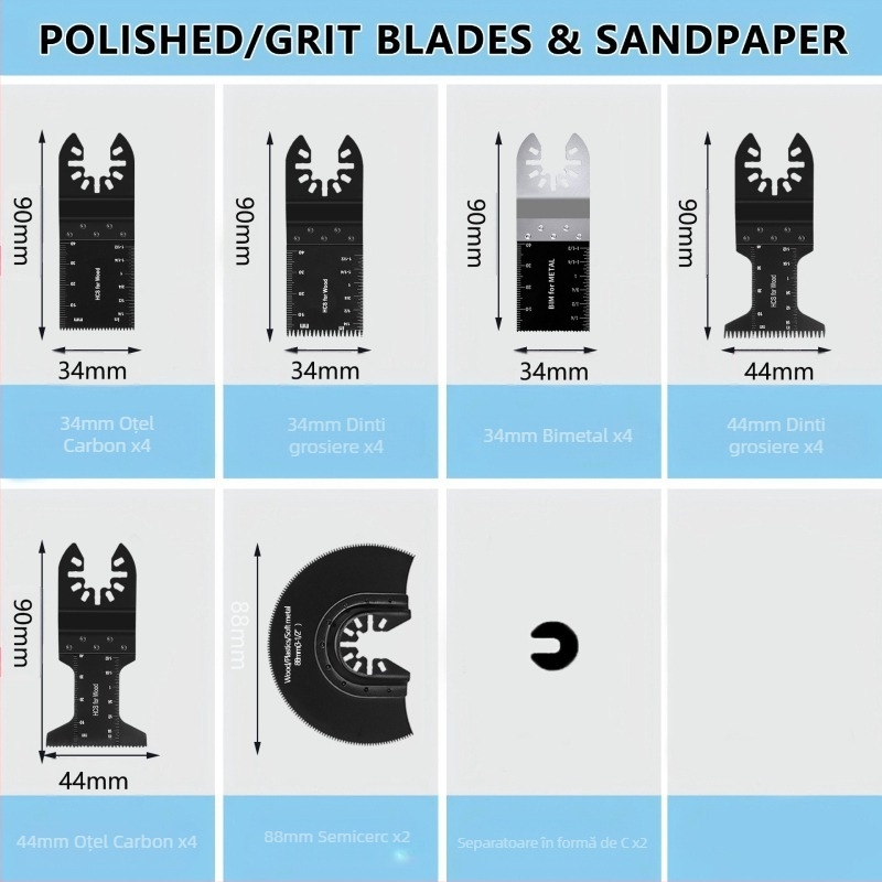 Set universal lame de ferăstrău – oțel cu carbon înalt, accesorii pentru unelte multifunctionale