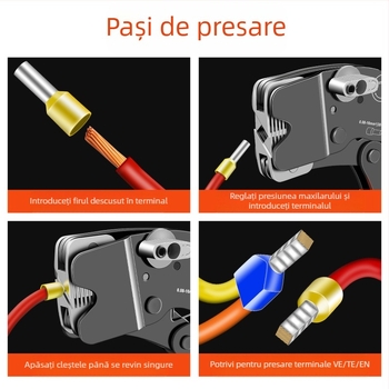 SANJIANG Clește de crimpare pentru terminale VE tubulare, terminale pin preizolate, crimpare specială pentru terminale tubulare, oțel cu conținut înalt de carbon, greutate 0.52