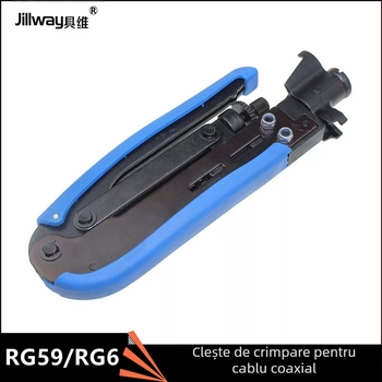 Clește de sertizare coaxial pentru RG59/RG6, oțel unelte, 175 mm lungime, rezistent la explozie