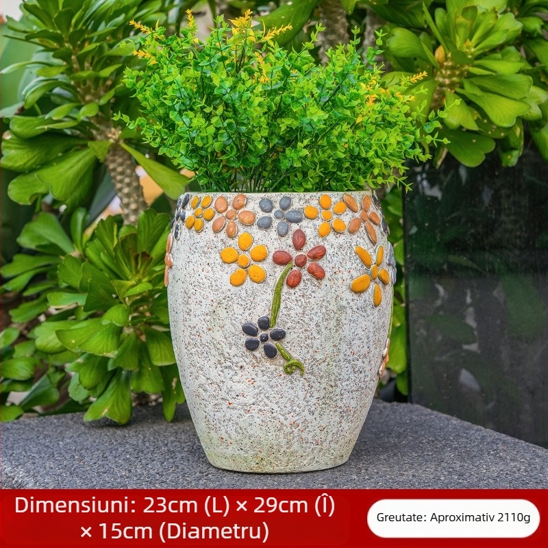 Ghiveci de piatră pentru curte – vopsit, oxid de magneziu de înaltă rezistență, Flower xiaoer