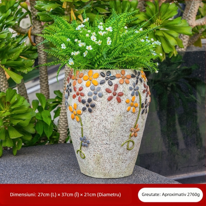 Ghiveci de piatră pentru curte – vopsit, oxid de magneziu de înaltă rezistență, Flower xiaoer