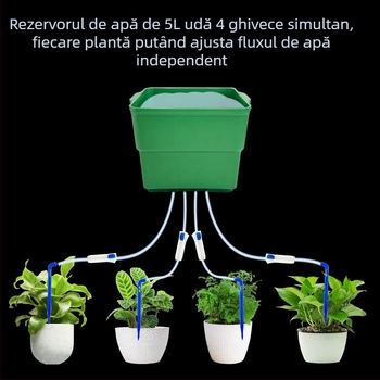 Sistem de irigare prin picurare, 5L, pentru grădinărit casnic, cu udare automată programată