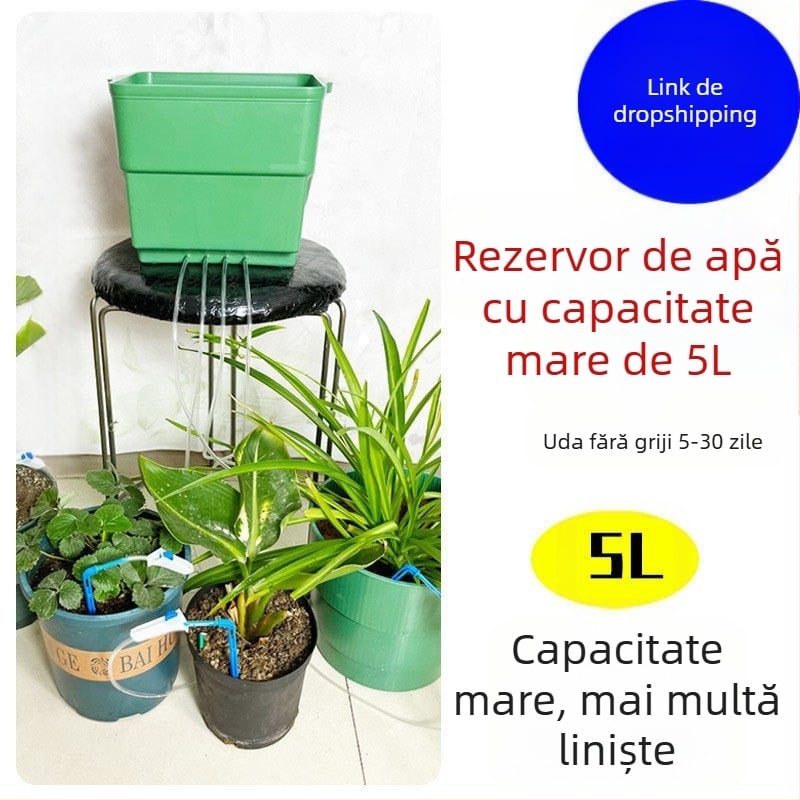 Sistem de irigare prin picurare, 5L, pentru grădinărit casnic, cu udare automată programată