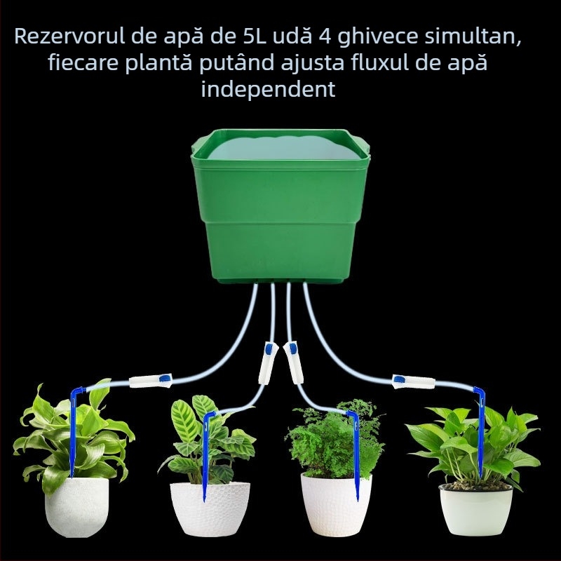 Sistem de irigare prin picurare, 5L, pentru grădinărit casnic, cu udare automată programată