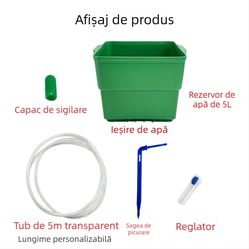 Sistem de irigare prin picurare, 5L, pentru grădinărit casnic, cu udare automată programată