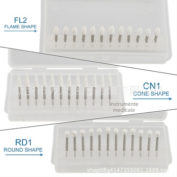 Cap de șlefuit dentar, viteză înaltă, cu cap ceramic, FL2 CN1 RD1; pachet de 100