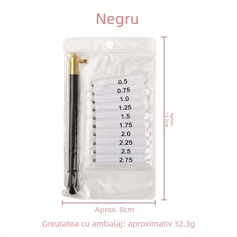 Croșetă cu mâner metalic și capete interschimbabile, unealtă compactă pentru dantelă