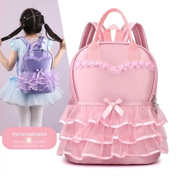 Geantă de dans pentru fete, design dublu: mână și rucsac, cu logo imprimat (material Oxford; capacitate sub 20L; curea de umăr curbată; căptușeală poliester)