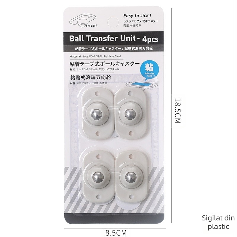 Role universale autoadezive (set de 4) pentru cutii de depozitare și rafturi mobile — ABS + oțel inoxidabil 304, design creativ