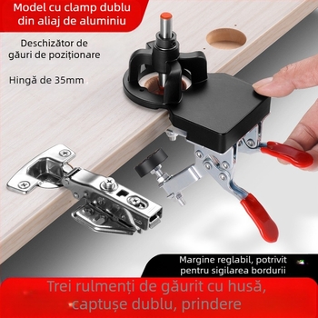 Ghid de găurire pentru balamale din lemn și localizator de găuri pentru balamale ale ușilor de mobilier — unealtă auxiliară pentru montaj