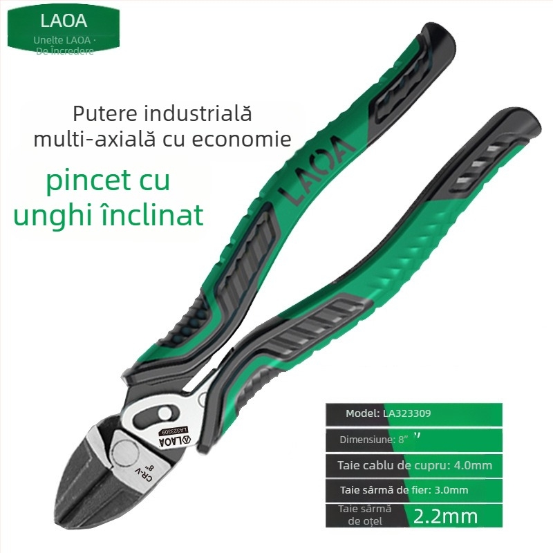 Old A Clește industrial pentru cabluri cu economie de efort, clește diagonal multipunct electric, tăiere 3.0 mm, lungime fălcii 60 mm, greutate 0.4 kg