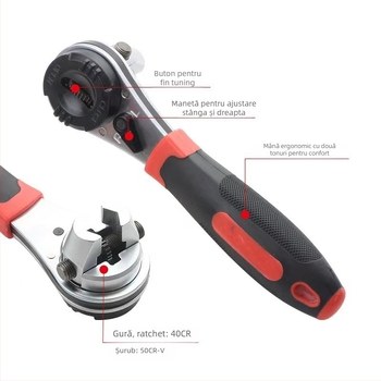 Cheie ratchet Sail zhe din oțel crom-molibden, finisaj electroplacat, funcționare în două sensuri, greutate 460 g