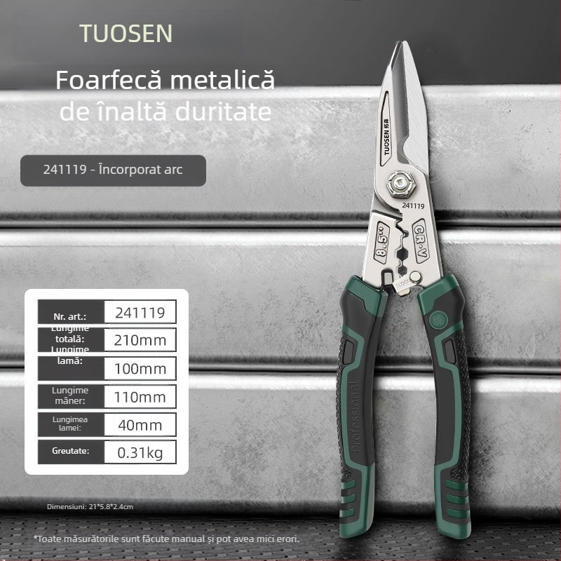 Tuosen Foarfeci metalice multifuncționale pentru lucrări din metal — foarfeci de aviație, tăiere panouri din aluminiu, tăiere cadre pentru plafoane, duritate înaltă