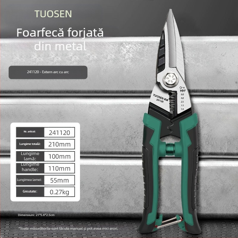 Tuosen Foarfeci metalice multifuncționale pentru lucrări din metal — foarfeci de aviație, tăiere panouri din aluminiu, tăiere cadre pentru plafoane, duritate înaltă