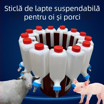 Sticlă de lapte pentru animale – pentru animale de companie și zootehnie, tip agățat invers, plastic, pentru oi, porci, câini, pisici și miei