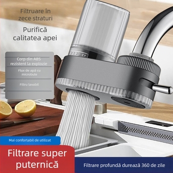 Filtru de apă pentru robinet, bucătărie, element ceramic filtrant, lavabil (Nivel de filtrare 1; Ieșire dublă; Element filtrant înlocuibil)