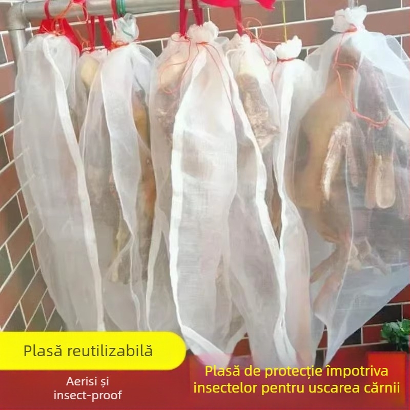 Pungă din plasă de nylon pentru uscat carnea, cu protecție împotriva insectelor, respirabilă (Marcă: other; Origine: China; Material: Other)
