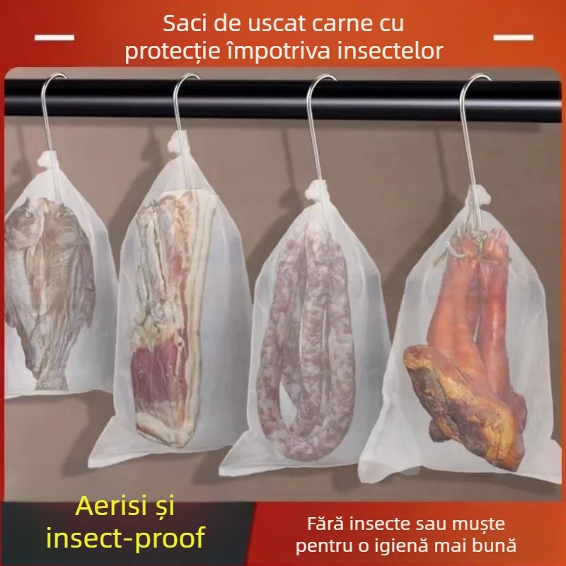 Pungă din plasă de nylon pentru uscat carnea, cu protecție împotriva insectelor, respirabilă (Marcă: other; Origine: China; Material: Other)