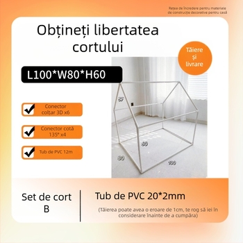Cort PVC DIY pentru joacă, cu cadru din plastic și 20 de accesorii pentru țevi PVC