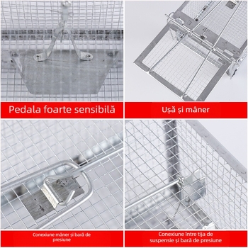 Capcană pentru rozătoare în cușcă, declanșator cu pedală de înaltă sensibilitate, mecanism solid, model mediu