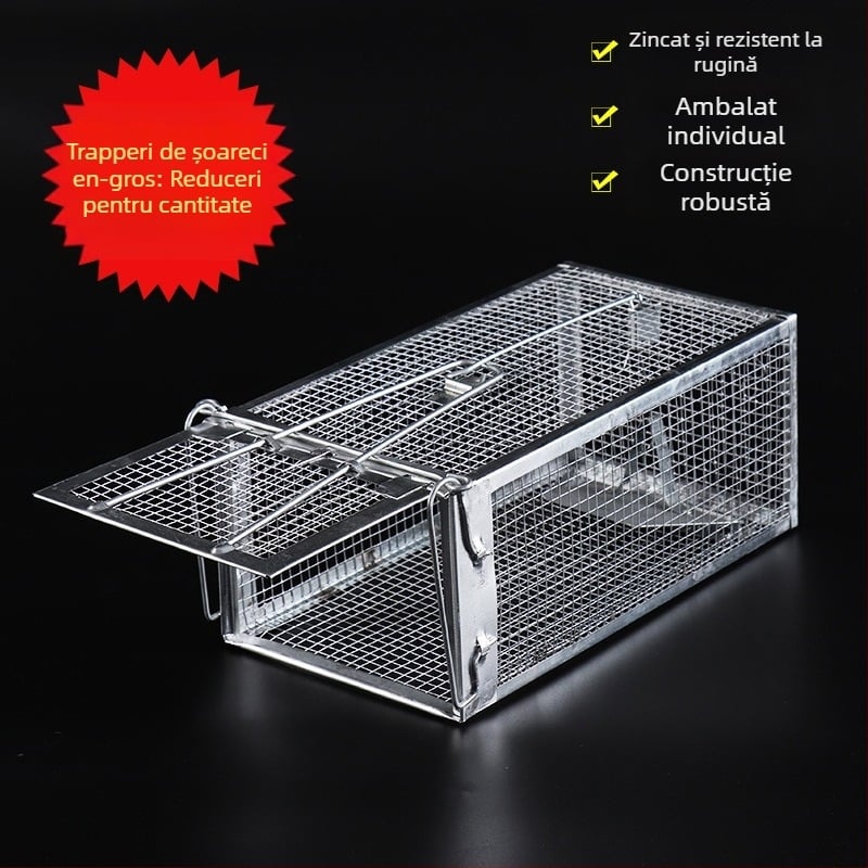 Capcană pentru rozătoare în cușcă, declanșator cu pedală de înaltă sensibilitate, mecanism solid, model mediu