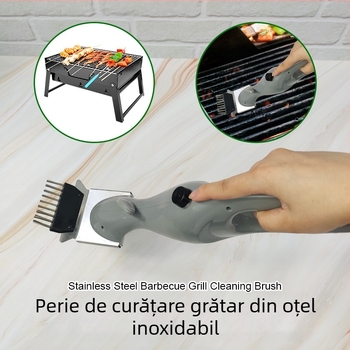 Perie de grătar cu mâner din oțel inoxidabil și peri din oțel – stil neregulat, pachet de 36 bucăți