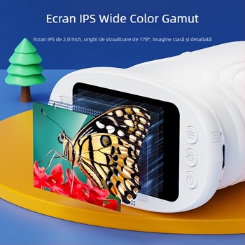 Microscop pentru copii, portabil – înaltă definiție, electric, din silicon, jucărie educativă pentru biologie/chimie (7–14 ani)