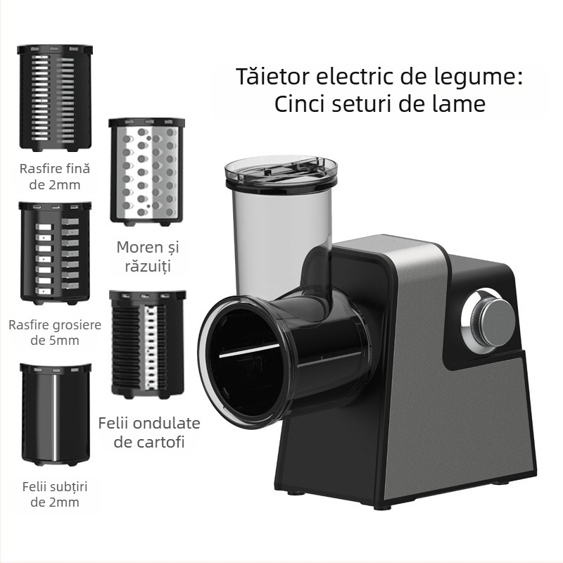 Tăietor electric multifuncțional pentru legume - oțel inoxidabil, feliator și răzuitor automat, tăiere și răzuire în bucătărie