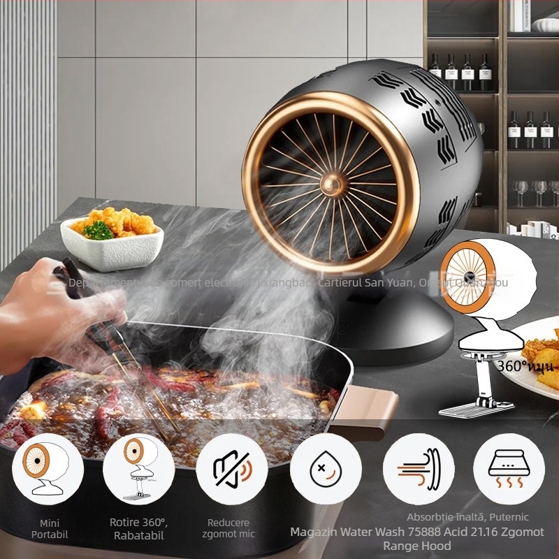 Hotă de bucătărie portabilă pentru gătit acasă și barbecue, model BK-XY380, alimentare USB, 5V, 3W, fără temporizator