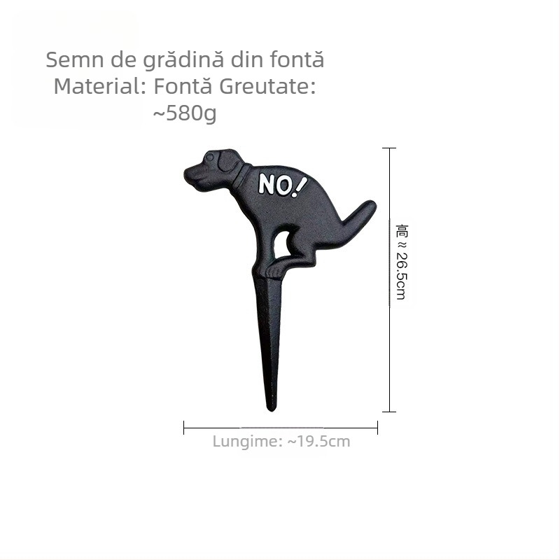 Semn de grădină din fontă cu cățeluș – decor european pastoral pentru exterior, Hanju Home Furnishing