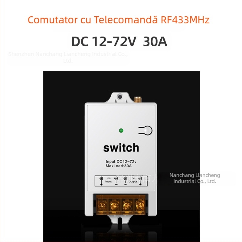 Întrerupător wireless cu telecomandă, DC12-72V, 30A, RF433, pentru pompă de apă și iluminare