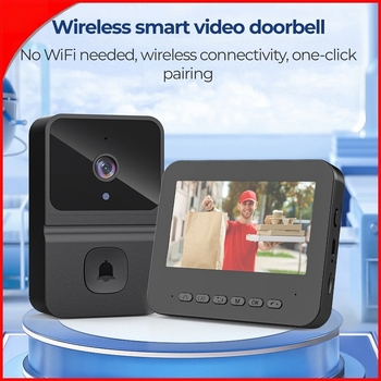 Sonerie video pentru ușă T23Pro cu vizionare nocturnă infraroșu, comunicare audio bidirecțională și afișaj interior, baterie încorporată