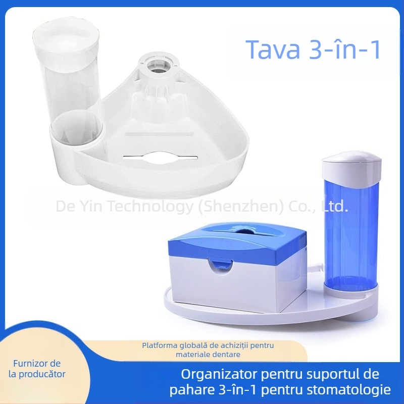 Suport pentru pahar la scaunul dentar, cutie 3-in-1 pentru șervețele și tavă suplimentară îngroșată