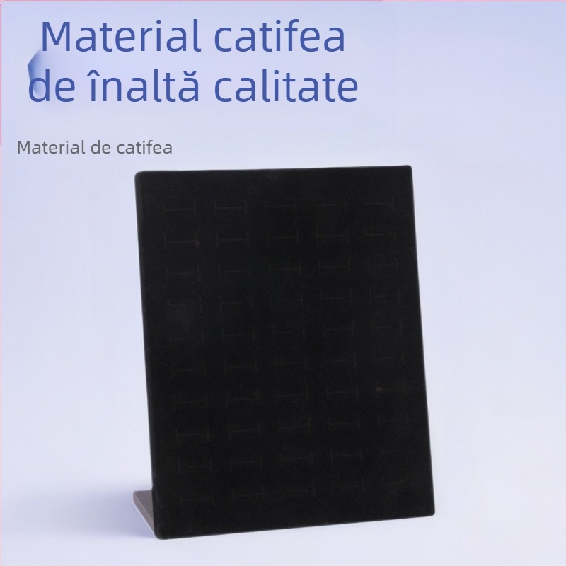 Suport pentru cercei, display tip L, din plastic, cu învelitoare din burete, un singur strat, proces de perforare