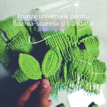 Fire de lână țesută cu frunză de floarea-soarelui - fragmente de frunză lucrate manual, piese croșetate semi-aranjate, buchet de trandafiri; Brand: Other; Categorie 3C: Jucării 14+; Vârstă: 61+