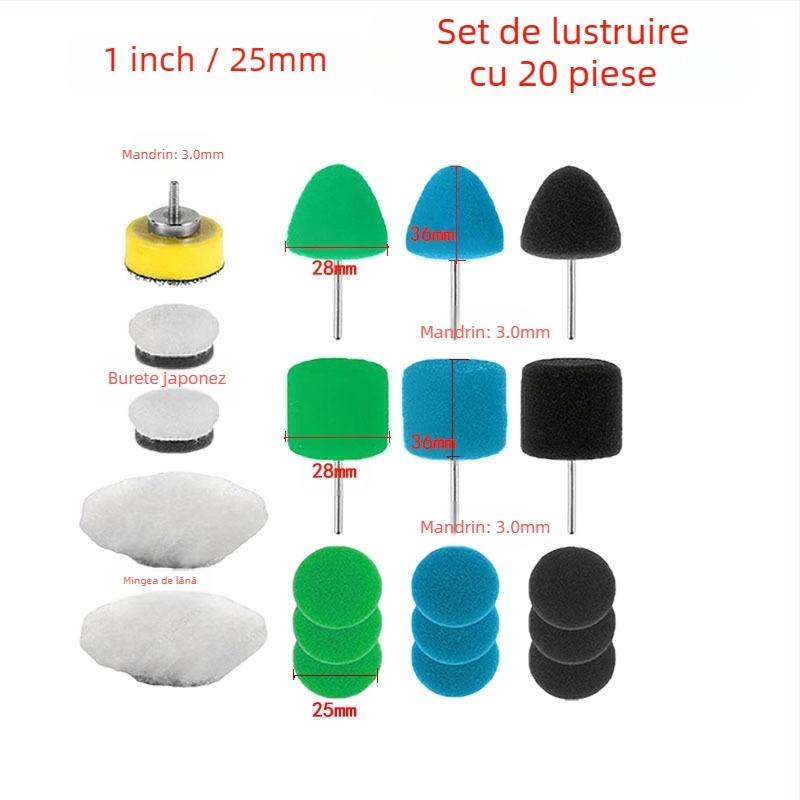 Set capete burete pentru lustruirea jantelor auto, marcă Car polish, material: burete, duritate: 5