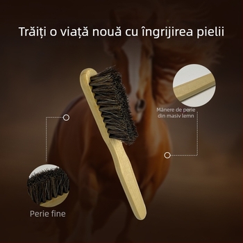 Perie pentru pantofi cu mâner din lemn fag, peri din păr de cal, pentru îngrijire și decontaminare (Yi Jieliang)