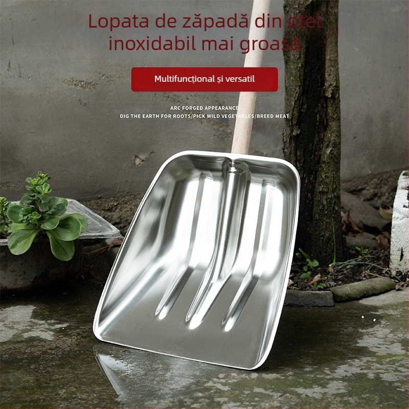 Lopată din oțel inoxidabil extra gros — pentru zăpadă și utilizare agricolă; unelte de exterior; Brand: Comprehensive transmission