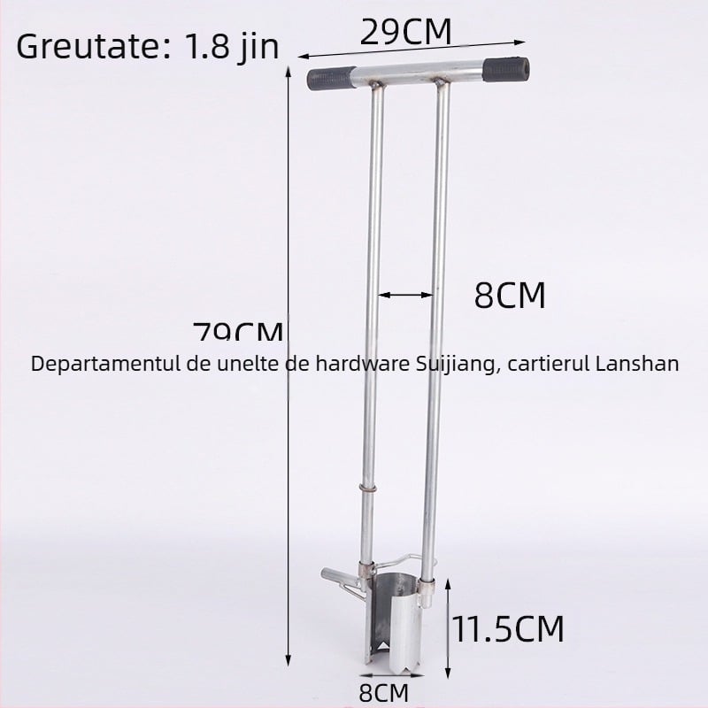 Transplantator de răsaduri — Unealtă din oțel pentru transplantarea răsadurilor și săparea gropilor