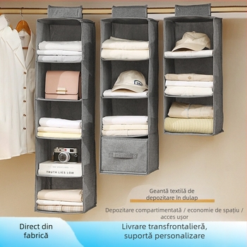 Sac de depozitare pentru garderobă din material textil, cu capacitate mare și compartimente multiple pentru lenjerie și haine