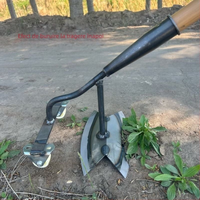 Unealtă de plivit cu roți, împingere frontală și tragere posterioară, lopată de plivit manuală, design gol, pentru porumb și legume