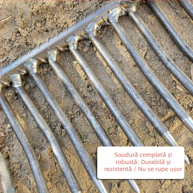 Greblă de grădină din fier cu dinți densi pentru afânarea solului – unealtă agricolă sudată