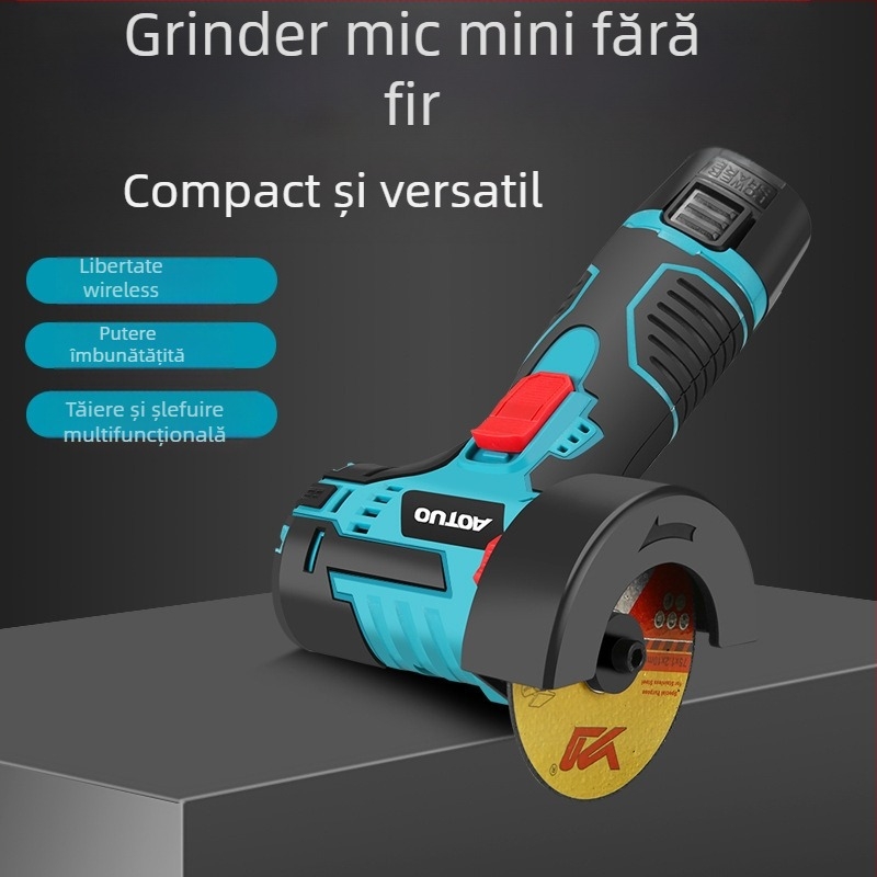 Polizor unghiular fără fir cu baterie Li-ion – pentru tăiere și șlefuire, 220V, 1,6 kg, set accesorii