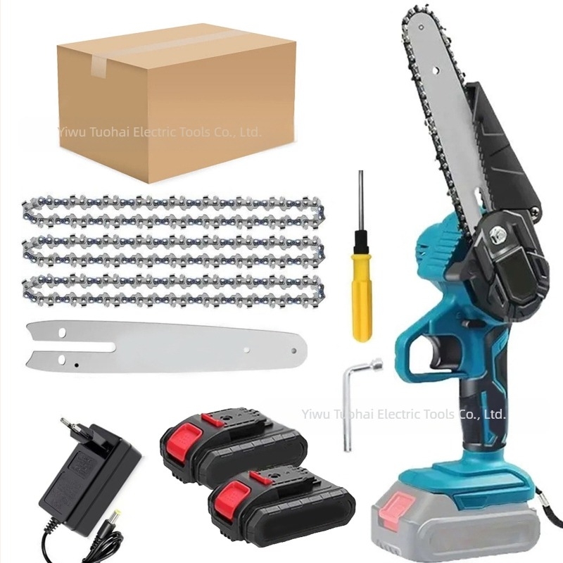 Ferăstrău cu lanț electric, baterie Li-ion reîncărcabilă de 21V, compact, ușor de manevrat pentru tăieri în grădină și lucrări ușoare