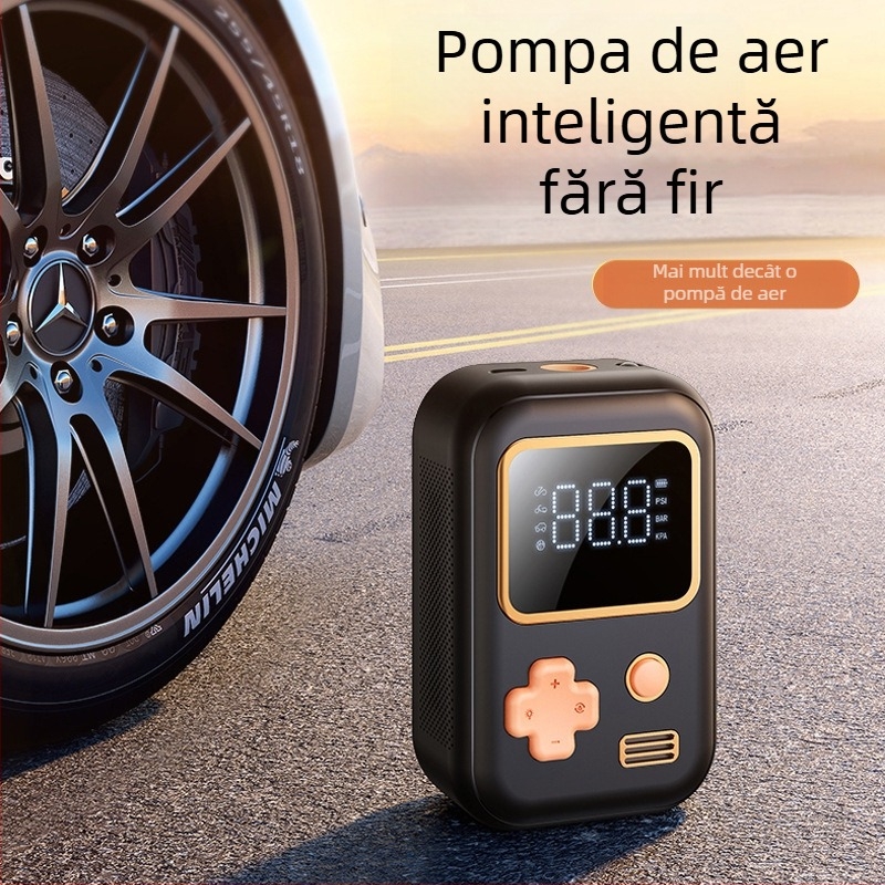 Umflător portabil pentru anvelope auto cu afișaj digital, încărcare USB (120W, 7.4V, debit aer 25 L/min)