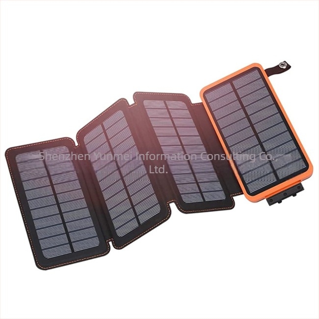 Baterie externă solară portabilă – rezistentă la apă, pliabilă, 20000 mAh, energie solară, încărcare bidirecțională