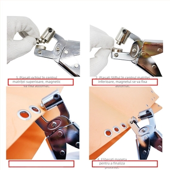 Unealtă manuală pentru ochiuri cu blocare, pentru prelate din pânză – portabilă, materiale: aliaj și fier, acoperire electroplatină